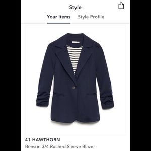41 Hawthorn navy blazer with 3/4 sleeves